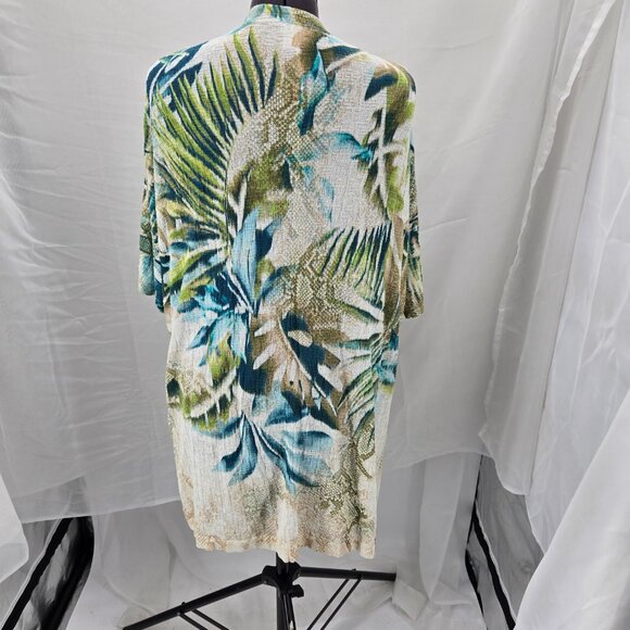 630-28 Chicos open front Tropical Palm Floral Cardigan Kimono Size 2 (12, LG) - Picture 5 of 9